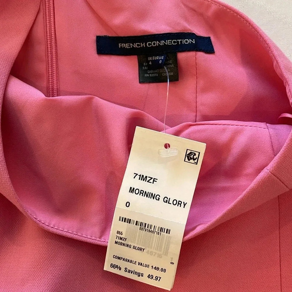 French Connection Whisper one shoulder minidress mini dress pink size 0 NWT - Picture 3 of 5